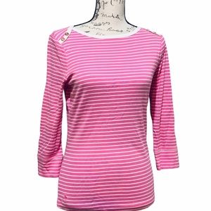 Lilly Pulitzer Pink Striped Long Sleeve Tee